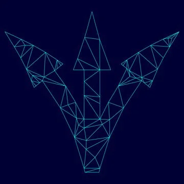 Three way direction arrow low poly triangulation triangulated polygonal elect Stock Illustration