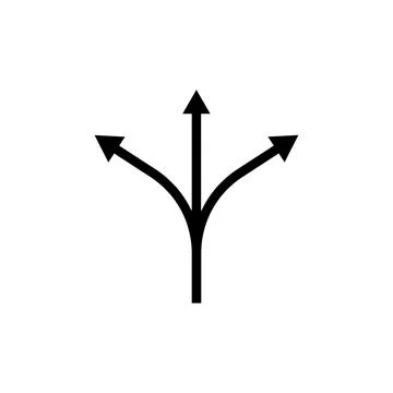 Three way direction arrow multiple paths for decision making process Stock Illustration