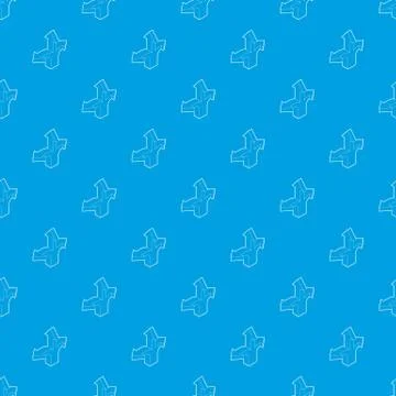 Three way direction arrow pattern vector seamless blue Illustrazione stock