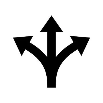 Three way direction arrow sign. Vector icon for road marking of Y three-way o Stock Illustration