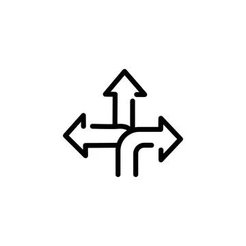 Three-way direction arrow sign, road sign direction icon, vector illustration Stock Illustration