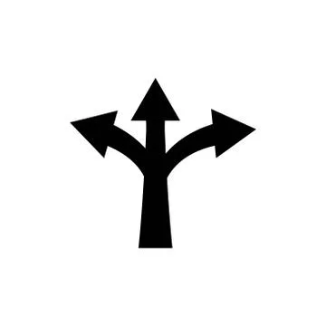 Three way direction arrow sign.icon vector graphic design illustration Stock Illustration