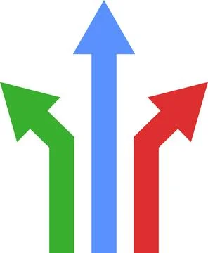 Three way direction icon set. Arrow direction three arrow heads navigation icon 스톡 일러스트