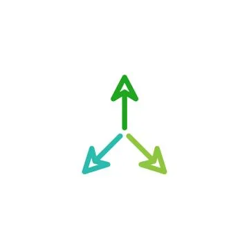 Three way direction vector icon logo design Stock Illustration