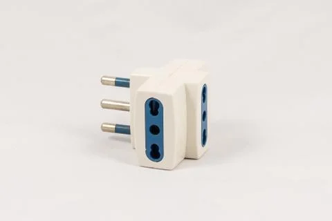 Three way EU electric plug adaptor Foto stock
