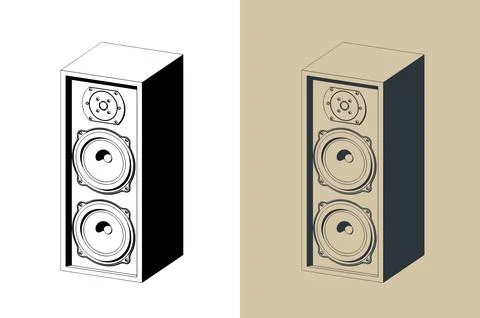Three-way hifi loudspeaker system Stock Illustration