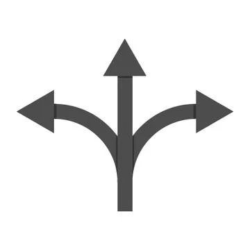 Three-way road direction arrow sign Vector illustration. Stock Illustration
