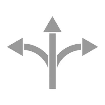 Three-way road direction arrow sign Vector illustration. Stock Illustration
