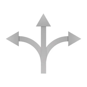 Three-way road direction arrow sign Vector illustration. Illustration