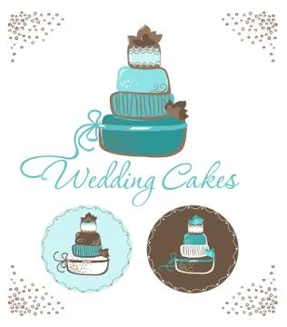 Three wedding cakes Stock Illustration