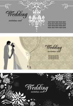 Three wedding cards Stock Illustration