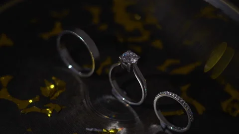 Three Wedding rings. Stock Footage 156399861