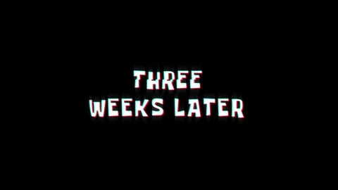 Three weeks later text glitching modern effect for movie word animation 動画素材 313336034
