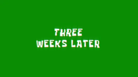 Three weeks later text glitching modern effect for movie word animation Stock Footage 313336037