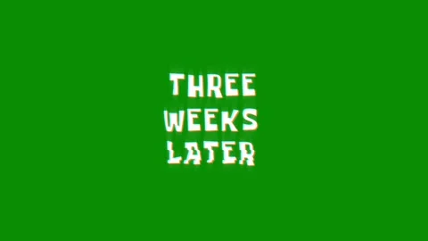 Three weeks later text glitching modern effect for movie word animation 動画素材 313336094