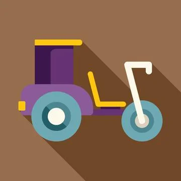 Three wheeled tractor working in the fields with long shadow Stock Illustration