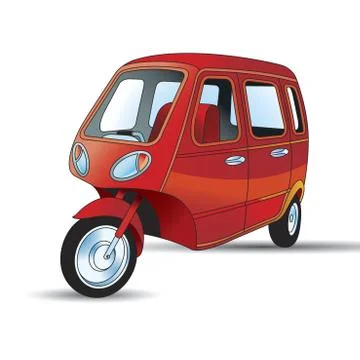 Three wheeler in red Stock Illustration