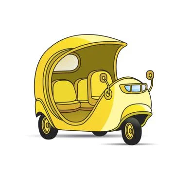 Three wheeler in yellow Stock Illustration