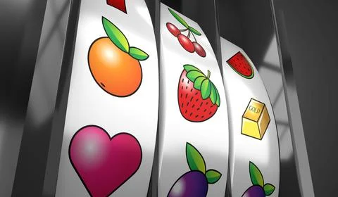 Three Wheels Casino Slots Machine with Random Items - 3d illustration Stock Illustration