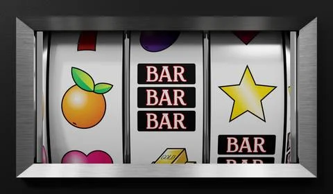 Three Wheels Casino Slots Machine with Random Items - 3d illustration Stock Illustration