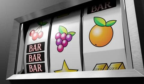 Three Wheels Casino Slots Machine with Random Items - 3d illustration Stock Illustration