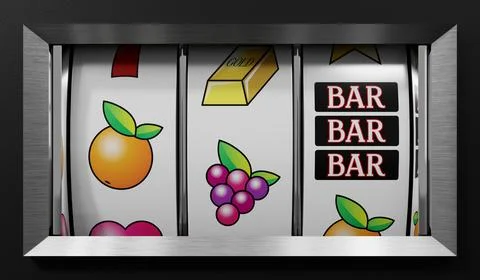 Three Wheels Casino Slots Machine with Random Items - 3d illustration Stock Illustration