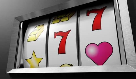 Three Wheels Casino Slots Machine with Random Items - 3d illustration Stock Illustration