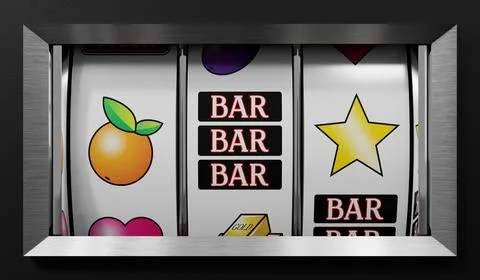 Three Wheels Casino Slots Machine with Random Items - 3d illustration Stock Illustration