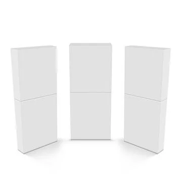 Three White 3D Cut In Half Boxes イラスト素材