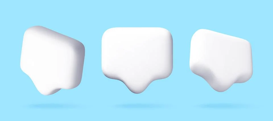 Three white 3D message bubbles Stock-Illustration