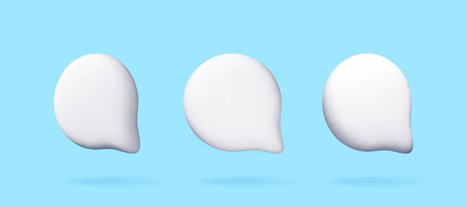Three white 3D speech bubbles Stock Illustration