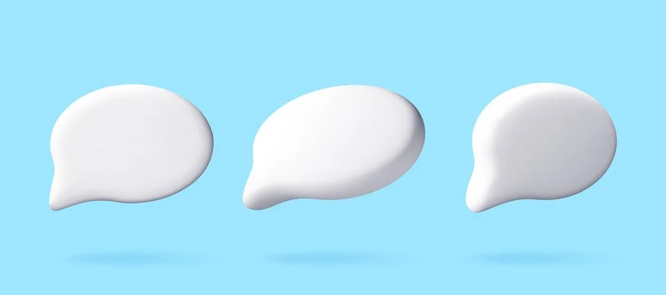 Three white 3D speech bubbles イラスト素材