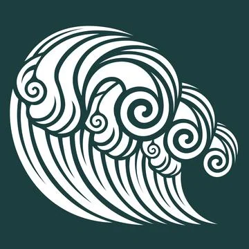 Three white abstract vintage waves Stock Illustration