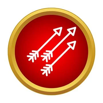 Three white arrows pointing up in a red circle Illustrazione stock