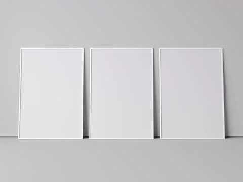 Three white blank frames. 3d rendering Stock Illustration