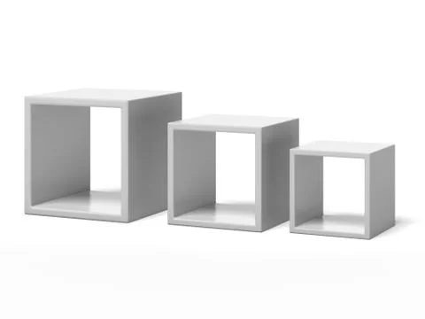 Three white box shelves 库存插图