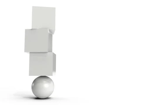 Three white boxes balancing on an orb Ilustración de archivo