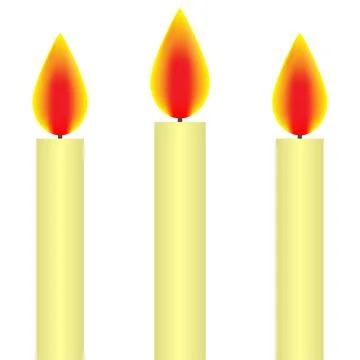Three white burning candles Stock Illustration