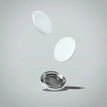 Three white button badges. 3d rendering 스톡 일러스트
