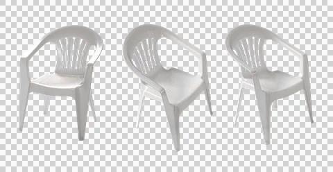 Three white chairs isolated in the background Stock Illustration