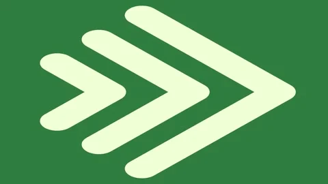 Three white circles on a green background and arrow icon green screen animated Vidéo 335090241