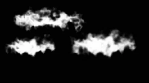 Three white clouds motion on transparent background Stock Footage 234870926