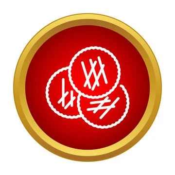 Three white cookies icon on red background 스톡 일러스트