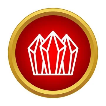Three white crystal gems on red button icon Stockillustratie