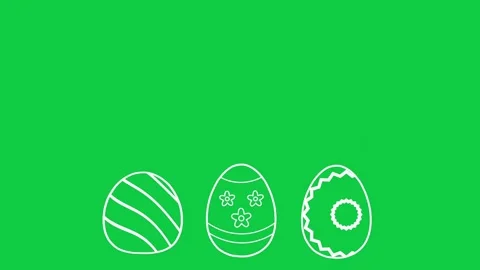 Three white decorated easter eggs jumping on green screen animation Stock Footage 266787851