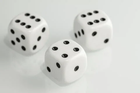 Three white dice isolated on Stock Photos