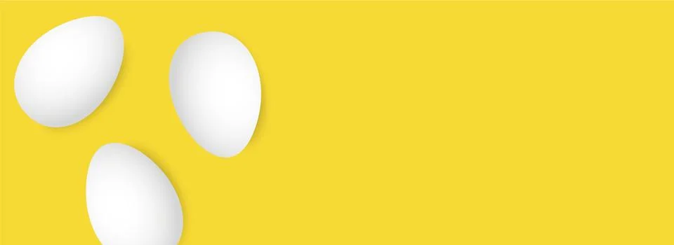 Three white eggs on a yellow background Illustrazione stock