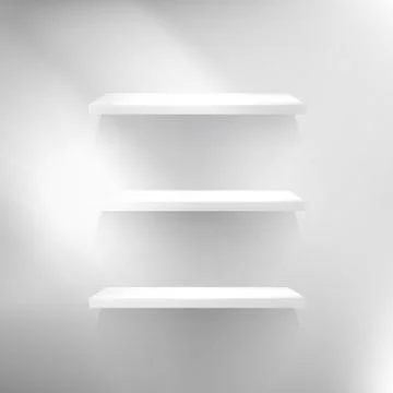 Three White empty shelves. Stock Illustration
