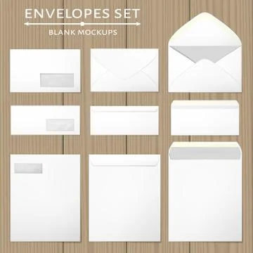 Three white envelopes set Stock Illustration