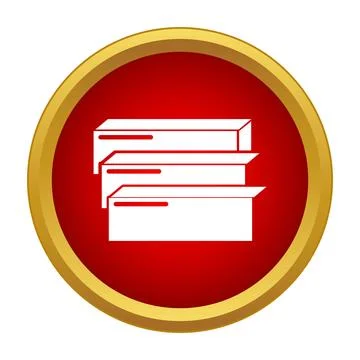Three white envelopes stacked on a red background with a gold border Stock Illustration